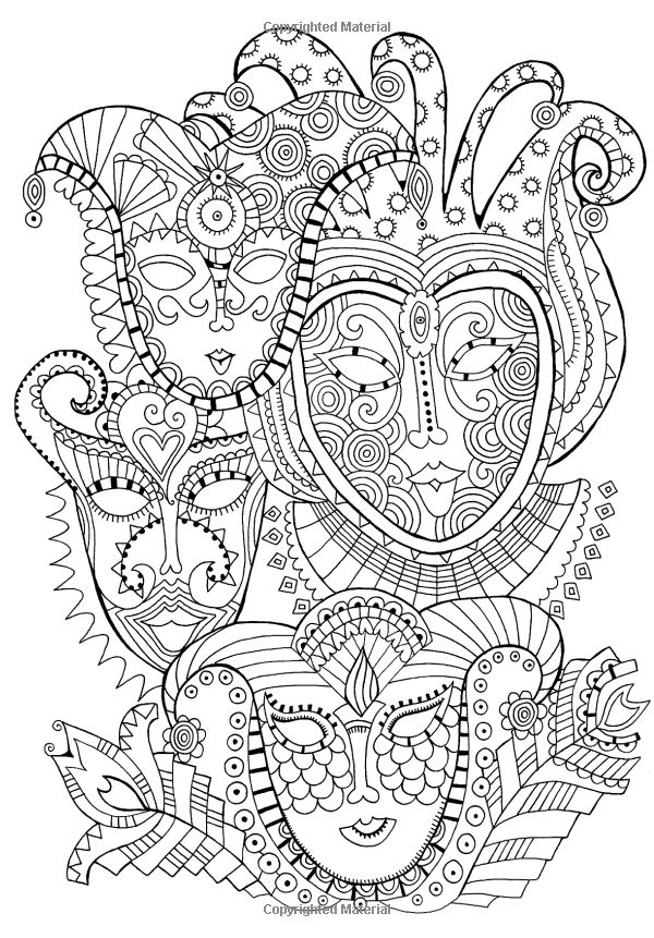Pretty carnival masks with simple patterns, to color. Color these four beautiful masks