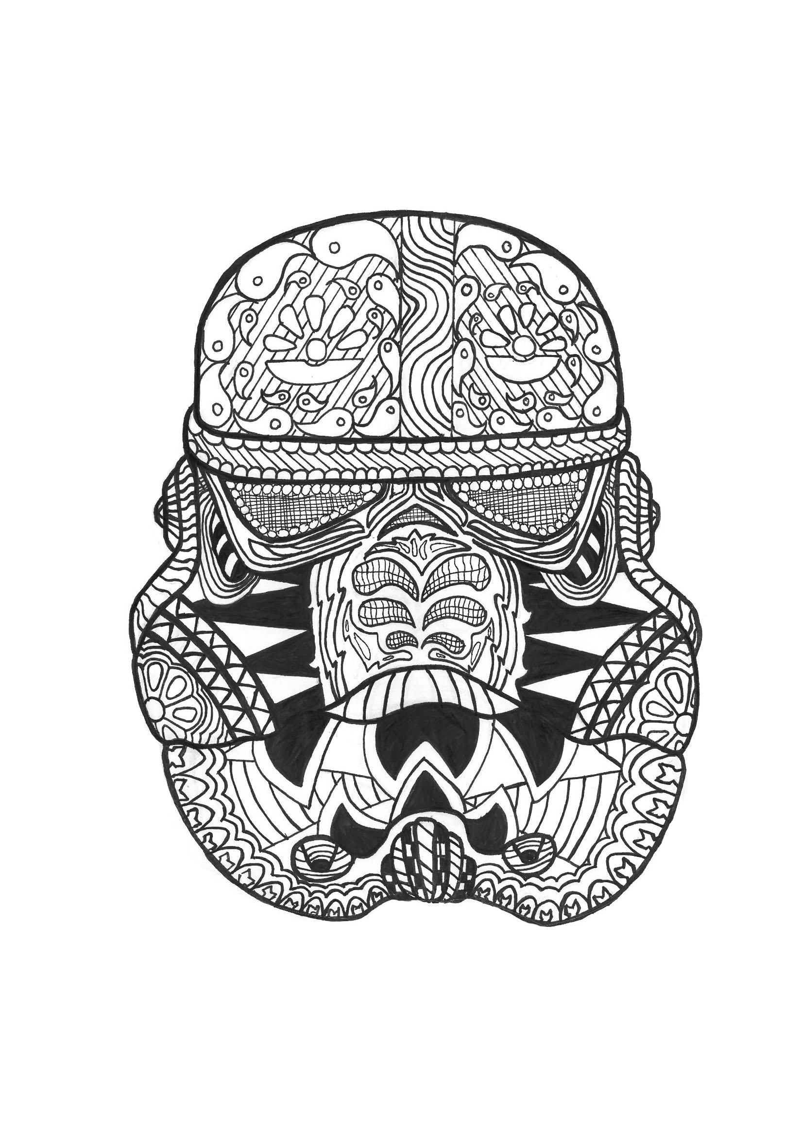 Coloring page of a Stormtrooper helmet (from Star Wars), Artist : Allan