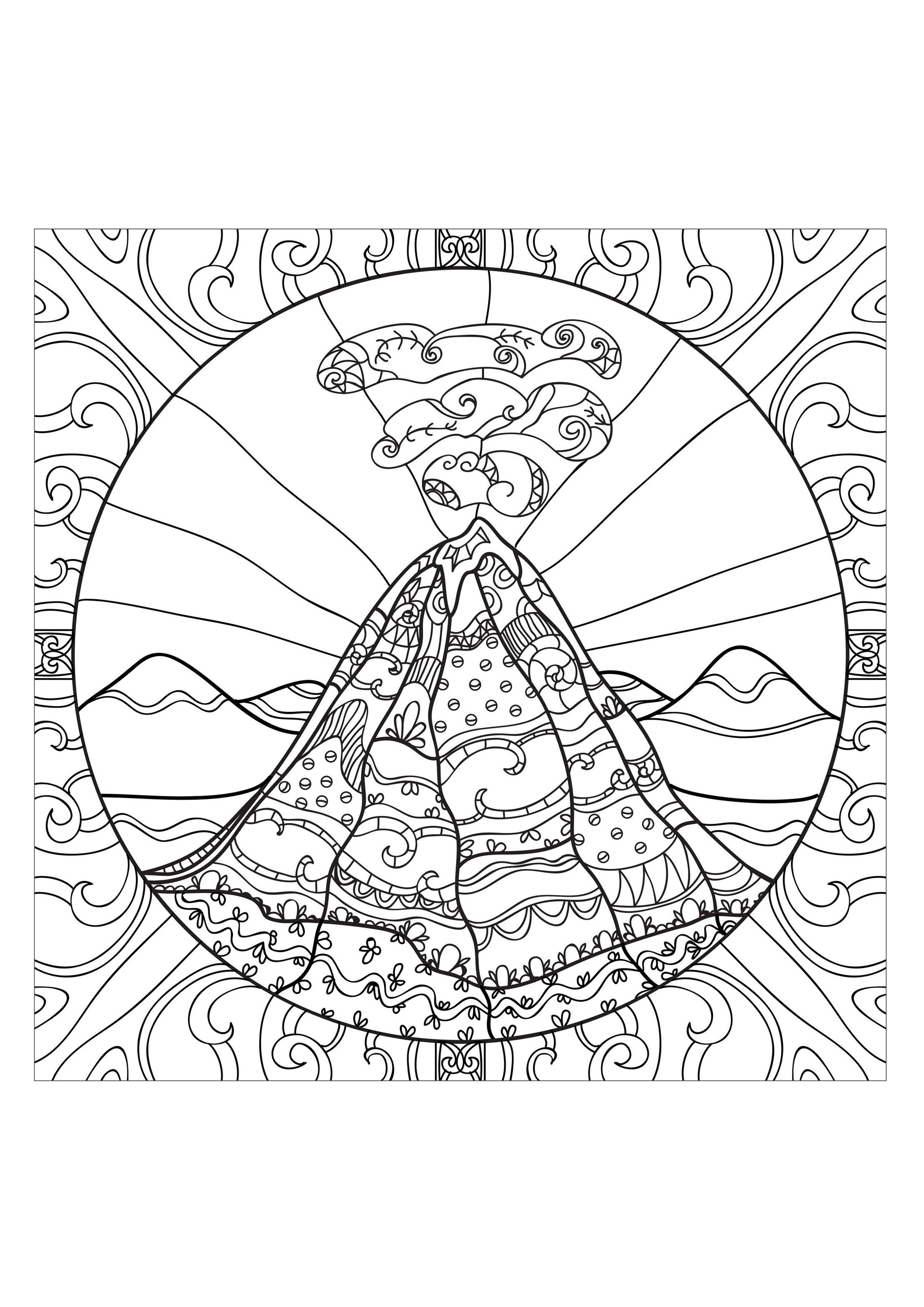 Volcano 2 Anti Stress Adult Coloring Pages