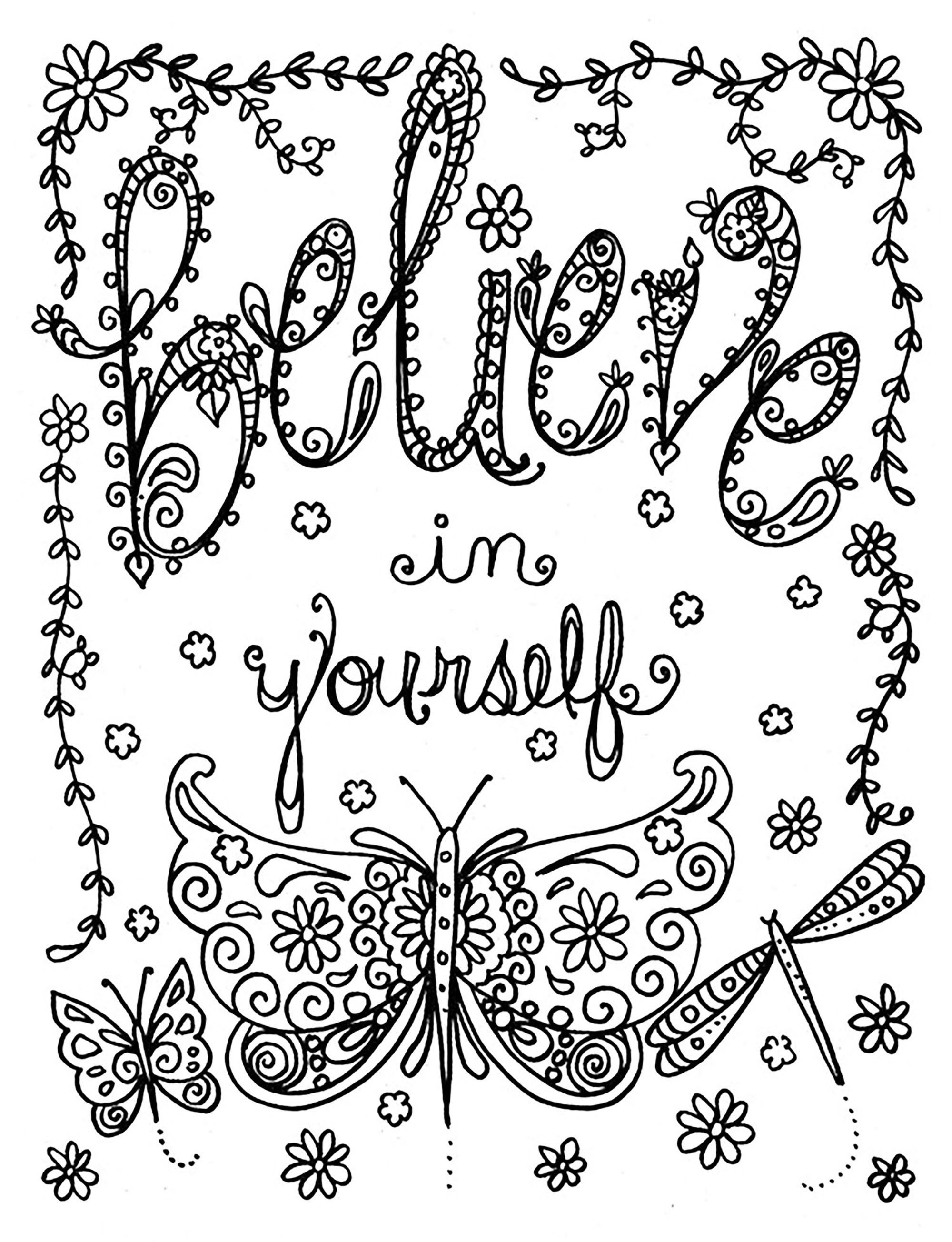 Believe in yourself by deborah muller - Anti stress Adult Coloring Pages
