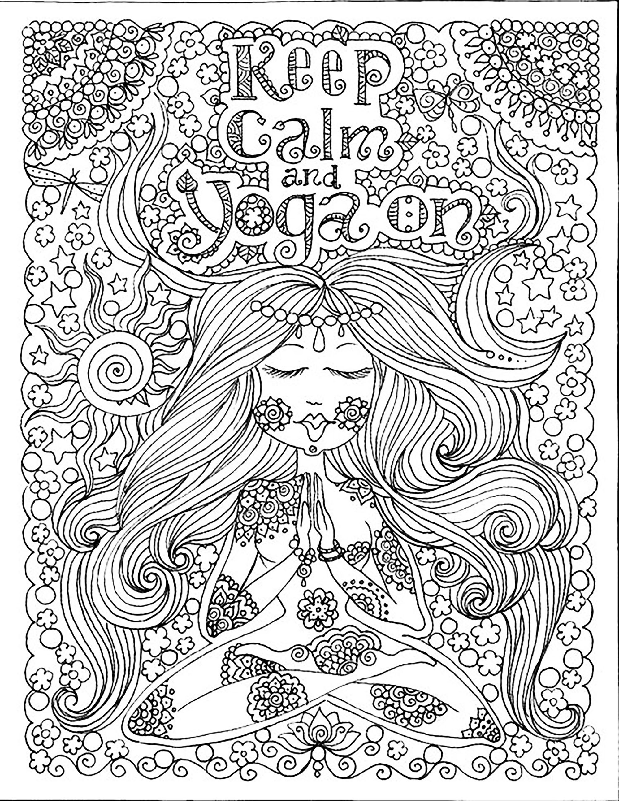 Download Keep calm and do yoga - Anti stress Adult Coloring Pages
