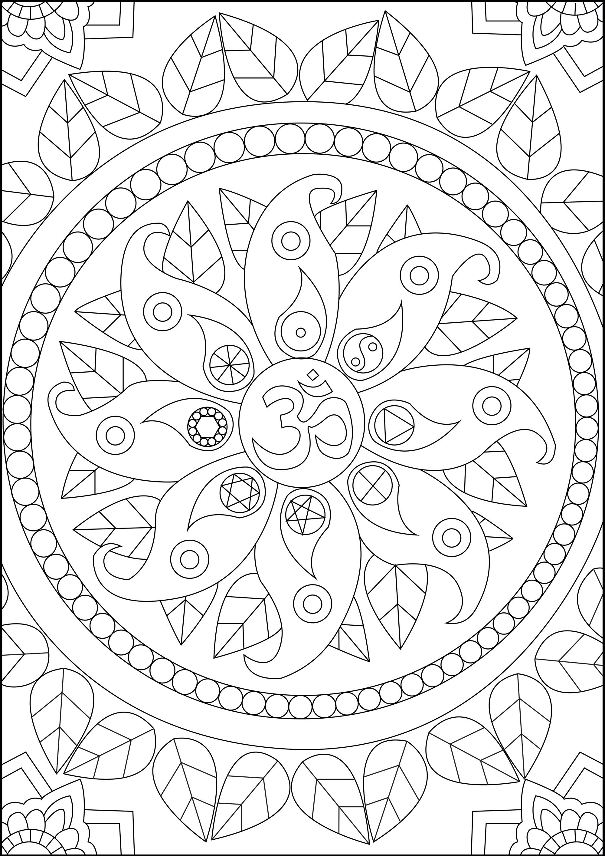 Find inner peace with this coloring page featuring various Zen symbols, including the 'Om'. 'Om' is a sacred sound and a spiritual symbol in Hinduism, that signifies the essence of the ultimate reality, consciousness or Atman. It is a syllable that is chanted either independently or before a mantra in Hinduism, Buddhism, and Jainism, Artist : Caillou