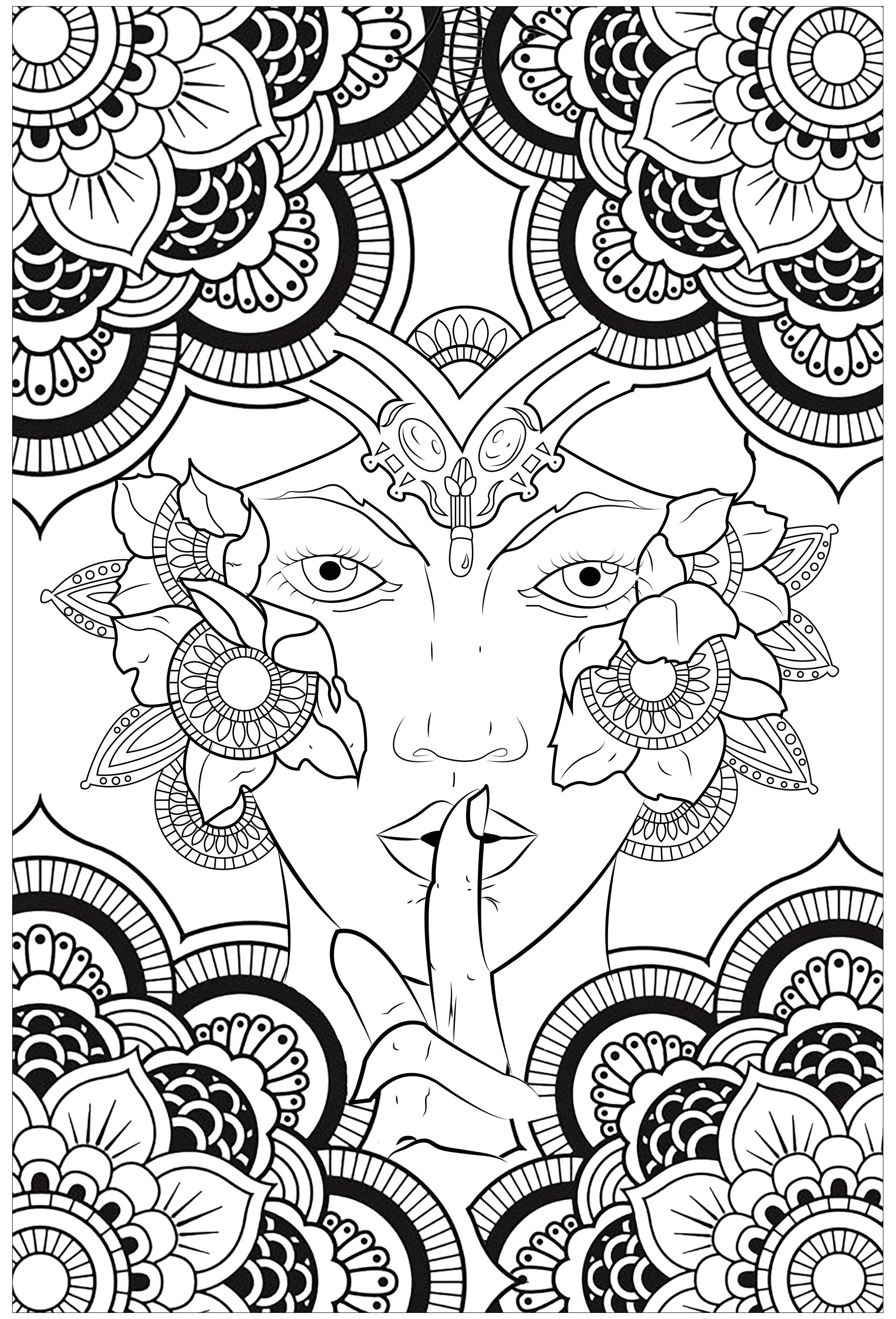 Silent Woman, with mandalas, Artist : Caillou
