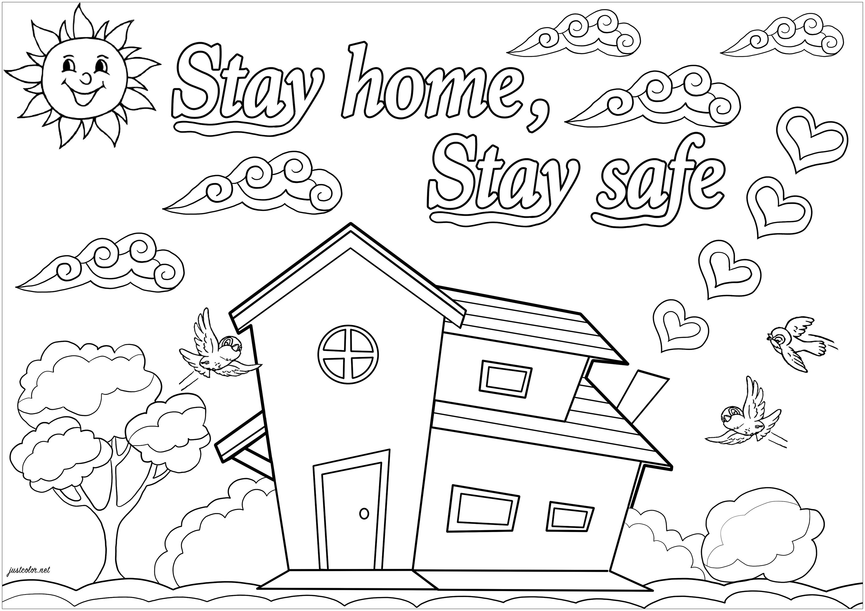 Stay home. It's the best weapon we have to fight COVID-19 ! Here is an exclusive coloring page, for adults and kids, to help keep you busy during this time, Artist : Olivier