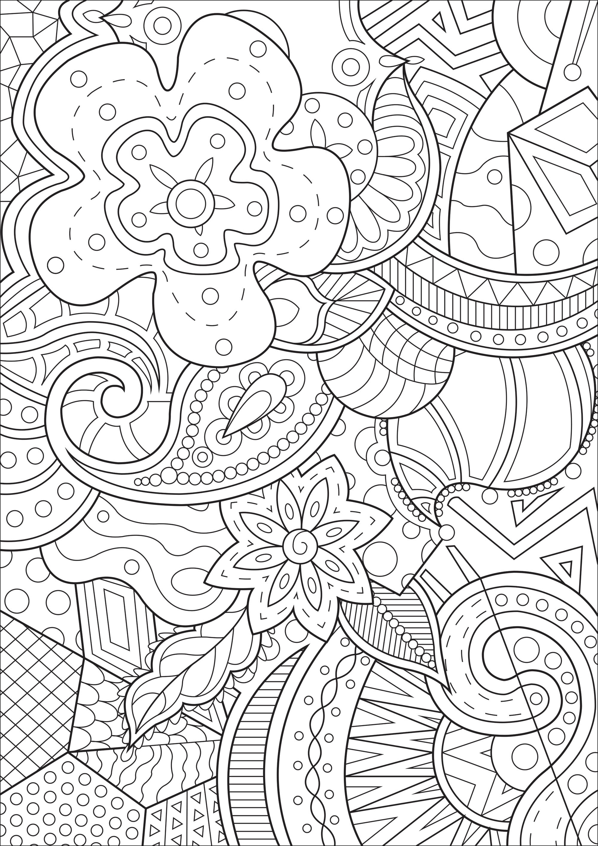 Whimsical Background Anti Stress Adult Coloring Pages