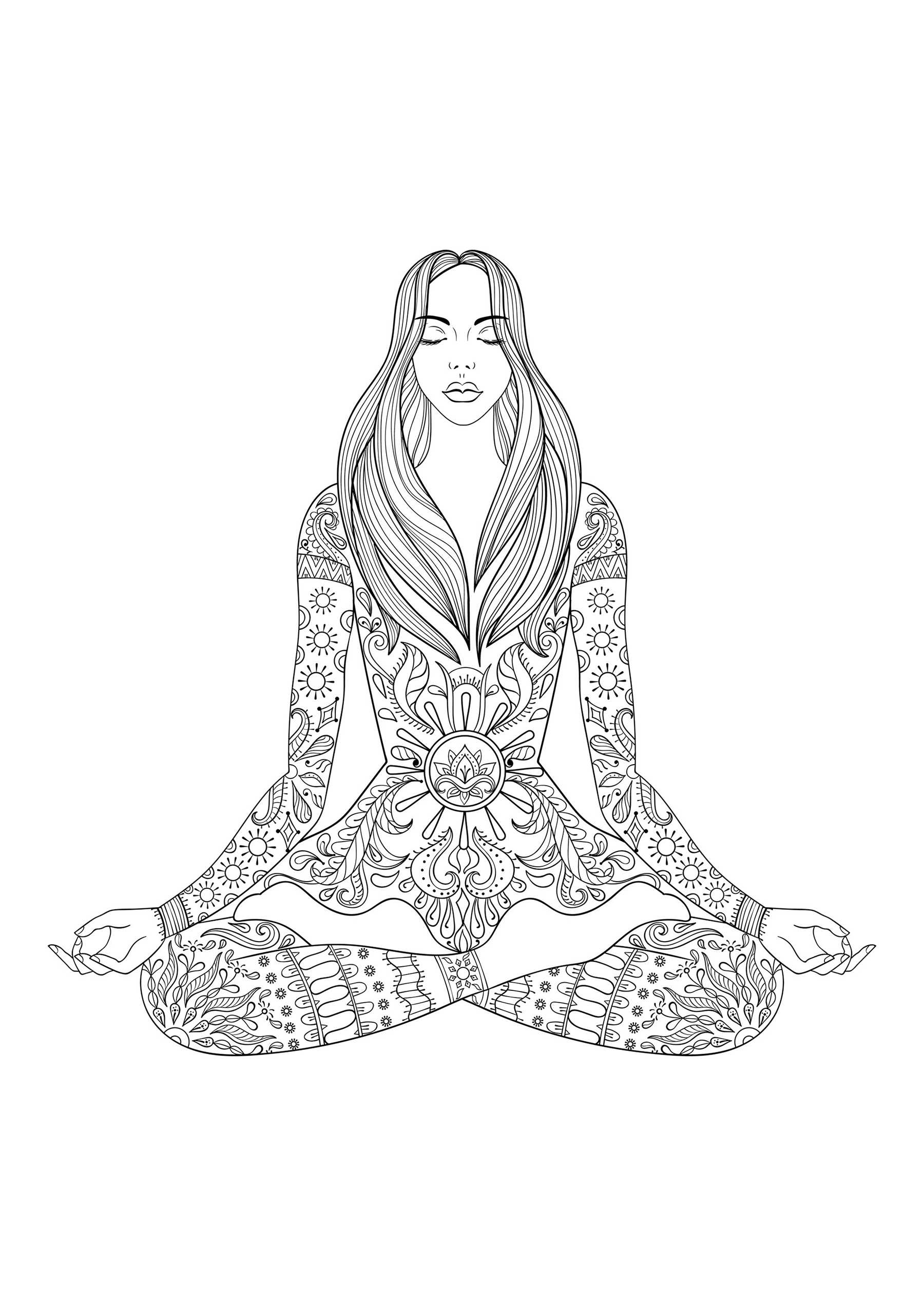 Yoga Pose By Female Adult Coloring Stock Vector (Royalty Free) 1355354216 |  Shutterstock
