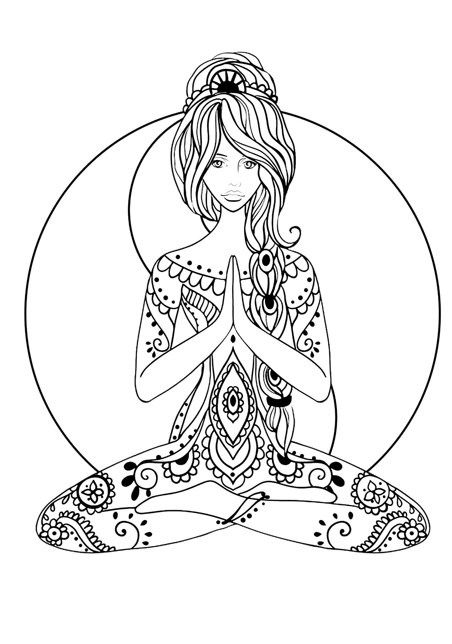 Yoga Anti stress Adult Coloring Pages