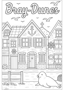 Bray Dunes houses and little seal