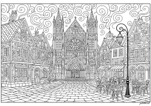 Charming medieval street full of details