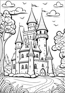 castle gate coloring page