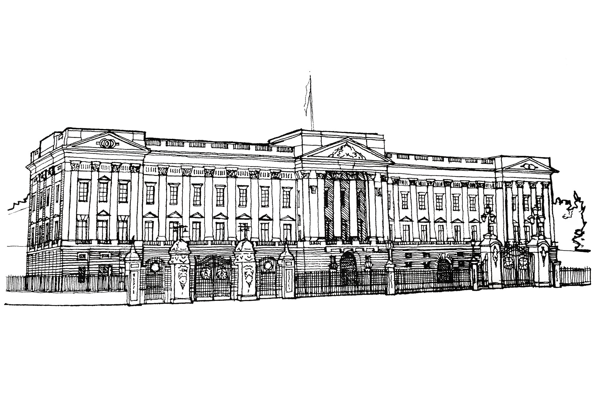 Download Buckingham Palace Illustration 1820 Architecture Adult Coloring Pages