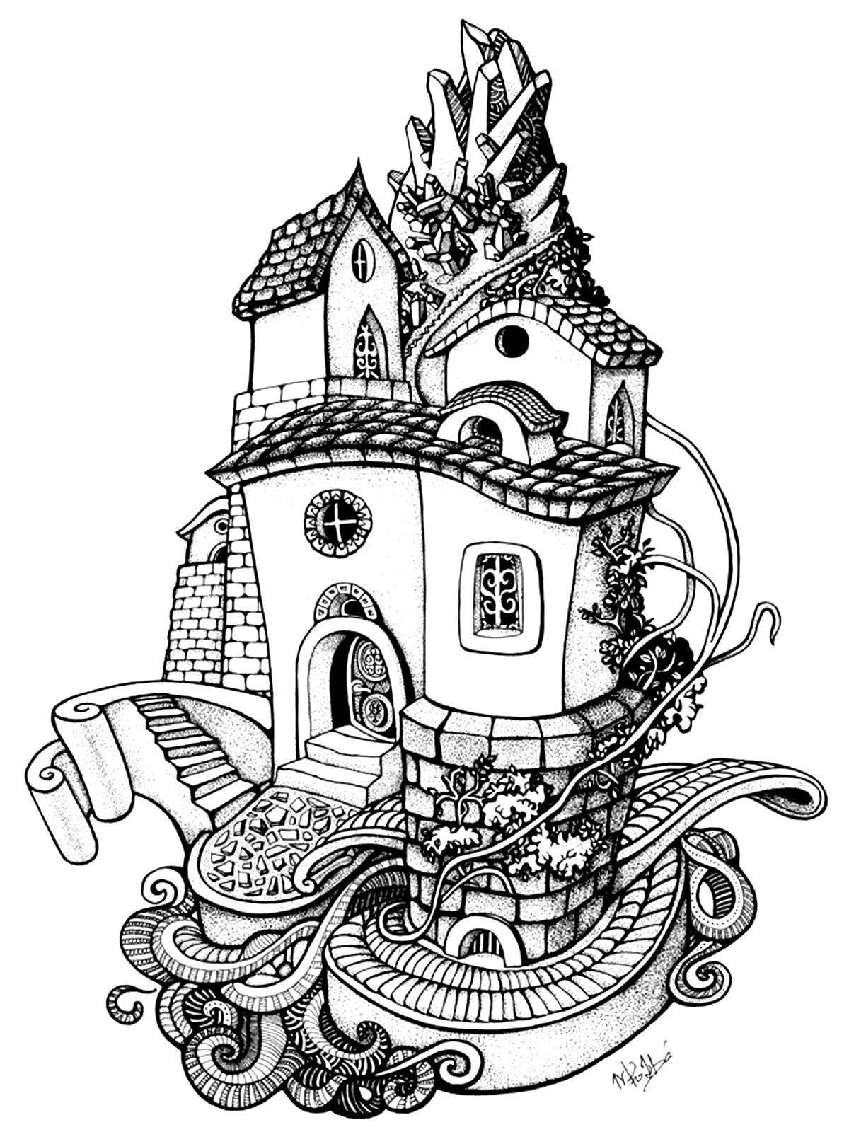Download Architecture house rounded - Architecture Adult Coloring ...