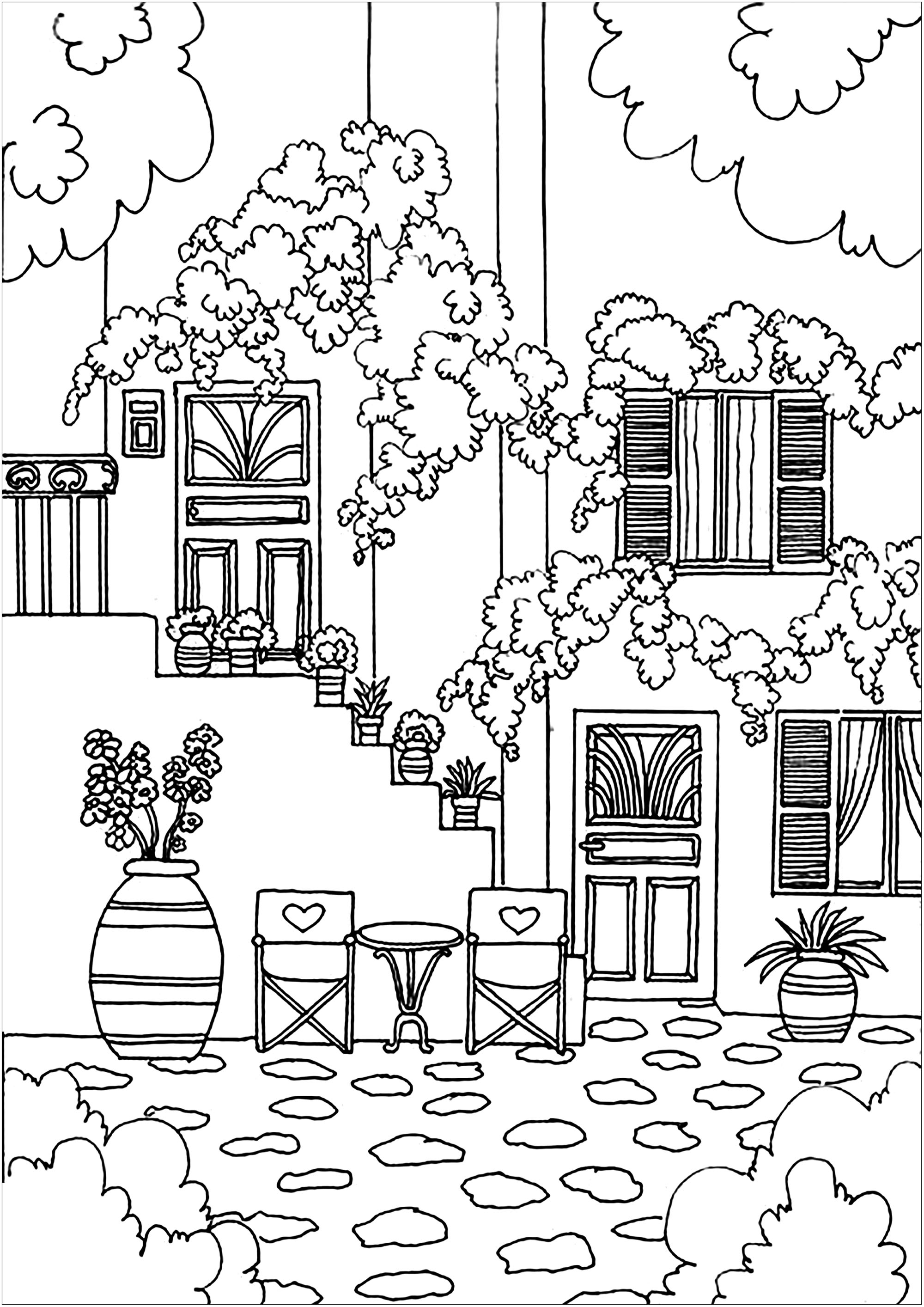 Download Greek house - Architecture Adult Coloring Pages