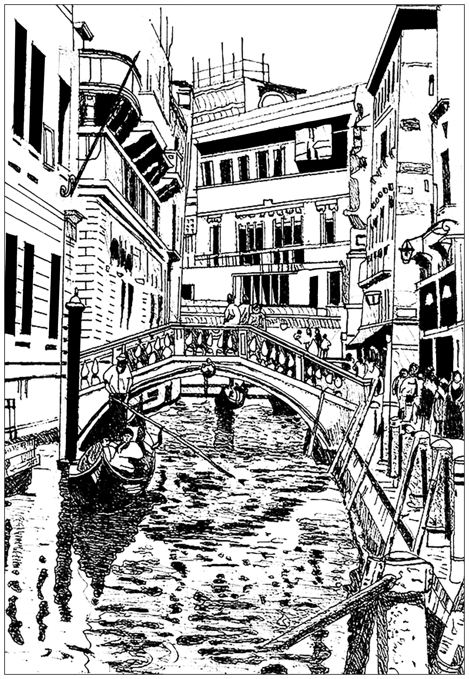 Drawing of Venice, in Italy