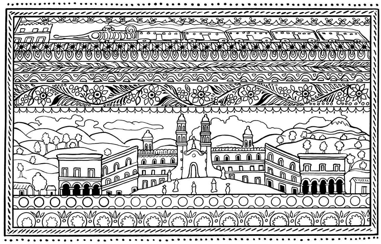 Drawing inspired by hispanic architecture