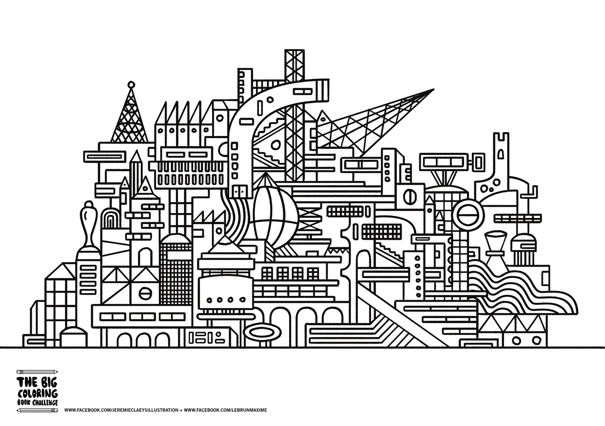 Twisted City Architecture Living Coloring Pages Adults Drawing Futuristic Gallery