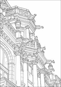 Neo Gothic facade with gargoyles on the Grand Boulevard (Lille, France)