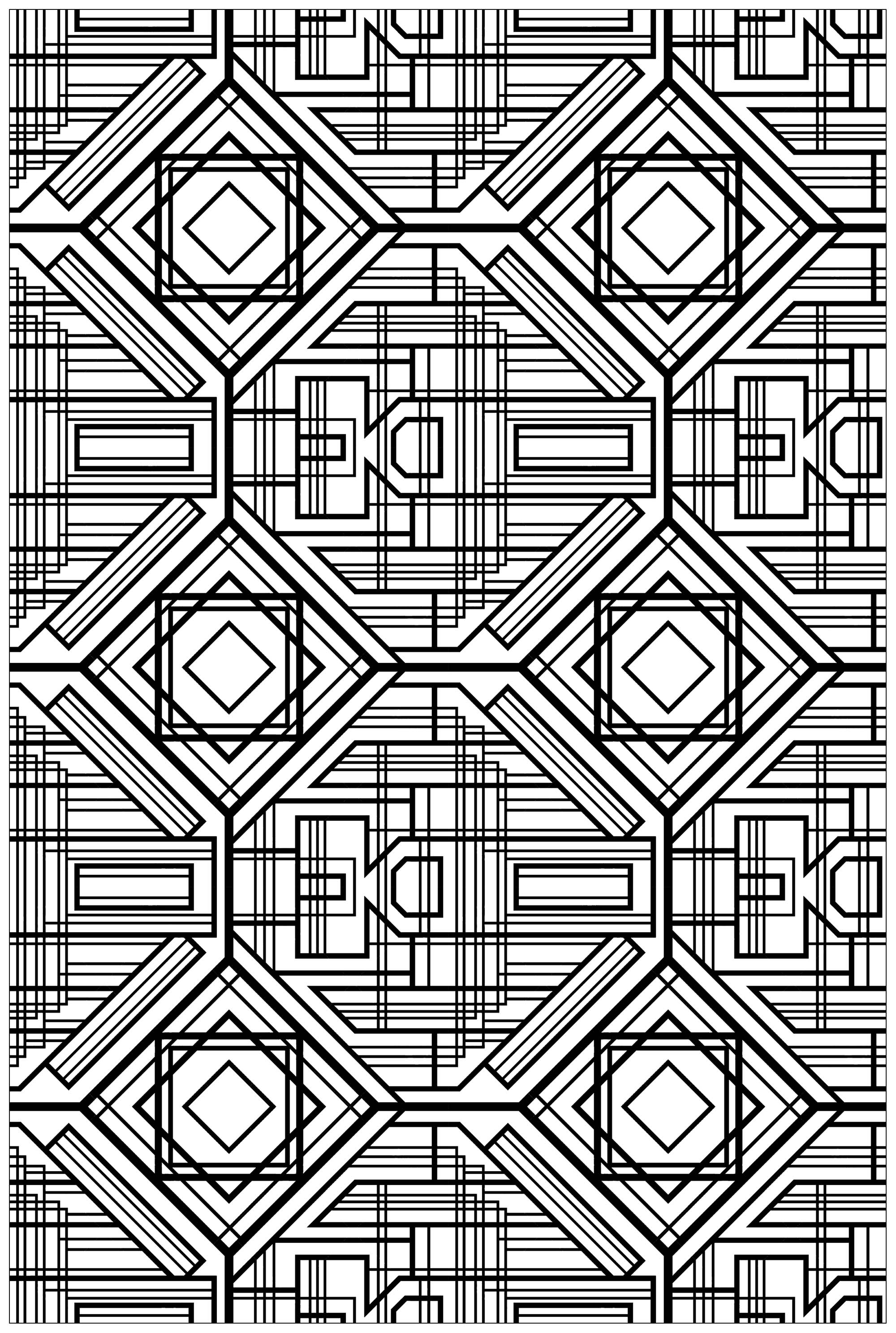 Art Deco Complex Pattern - Art Adult Coloring Pages