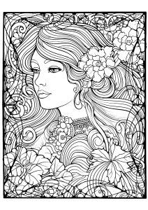 Elegant woman with pretty Art Nouveau frame