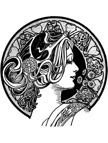 An 'Art nouveau' style drawing, with a woman face