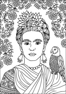 Frida Kahlo and a parrot