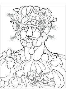 Printable Masterpiece Coloring Page for adults : Giuseppe Arcimboldo - Vortumnus (Vertumno) (1590)