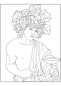 Printable Masterpiece Coloring Page for adults : Le Caravage - Bacchus (1598)