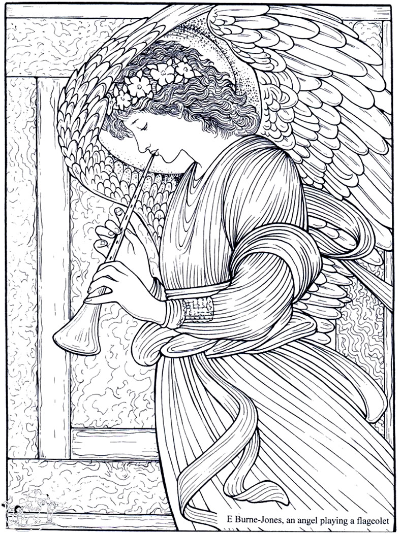 Edward burne jones   an angel playing a flageolet - Image with : Woman, Angel