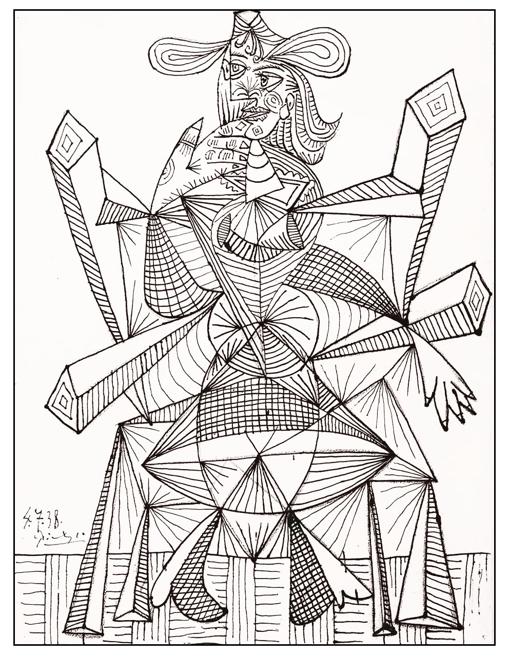 A drawing by the great Pablo Picasso, perfect for an artistic coloring page !