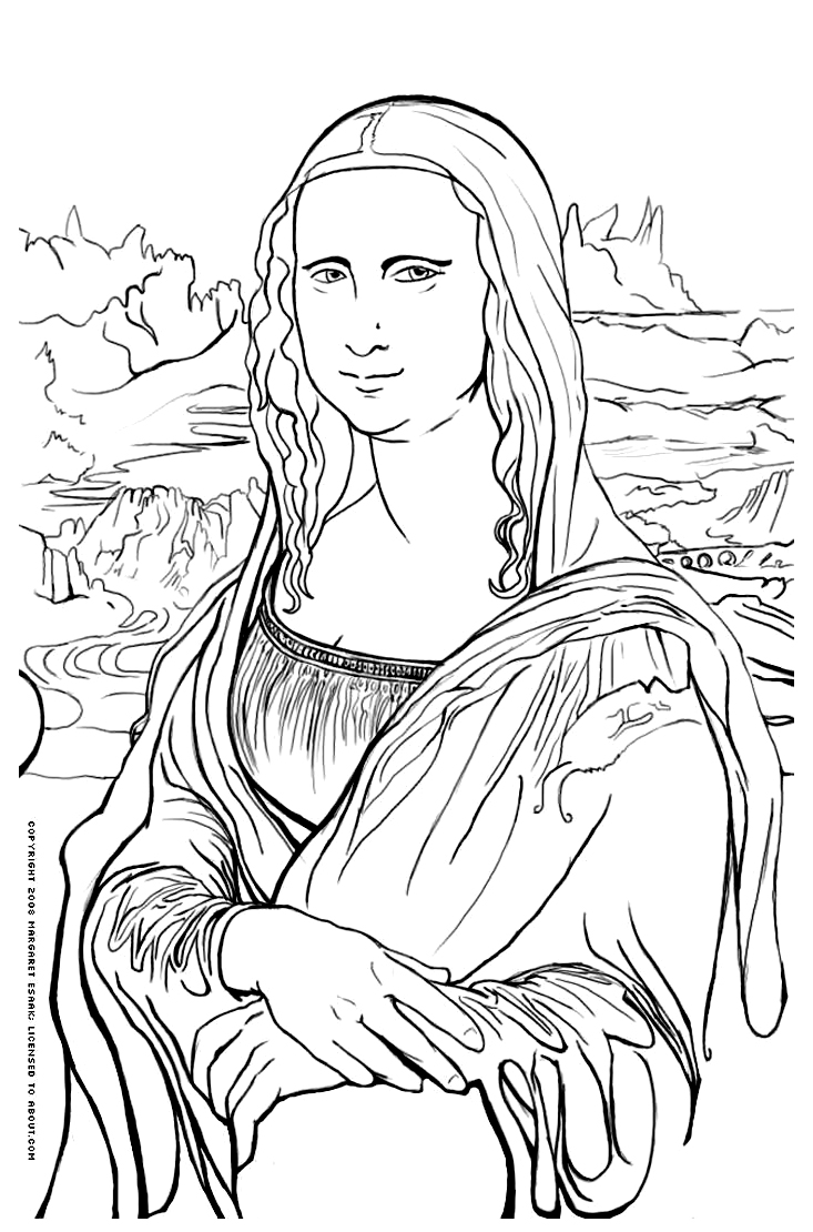 Mona Lisa Coloring Page Masterpieces Adult Coloring Pages