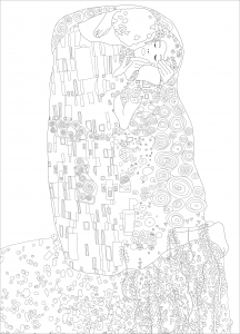 Coloring page adult gustav klimt the kiss