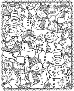 Coloring adult christmas snowman