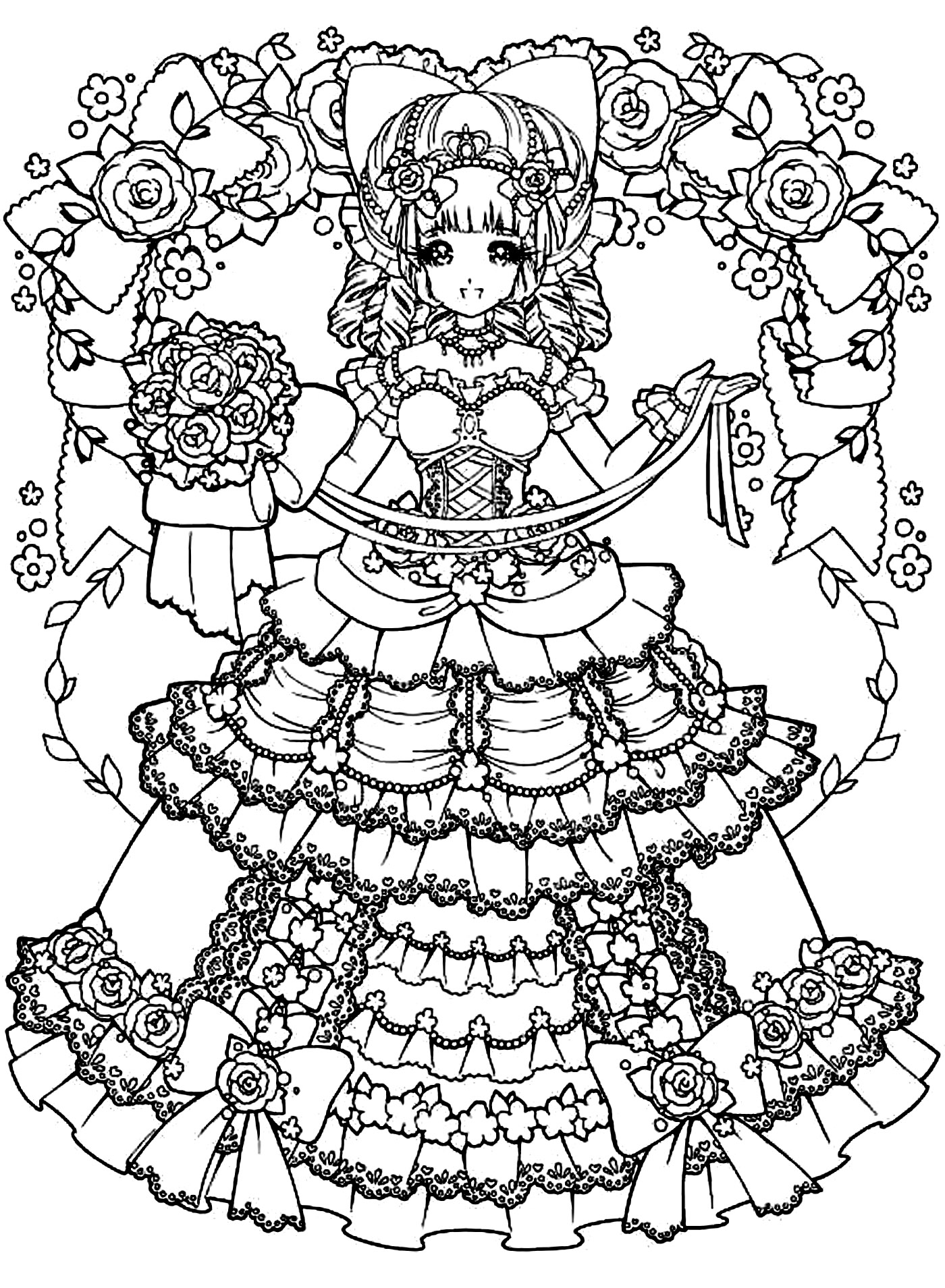Manga drawing : Girl with beautiful dress