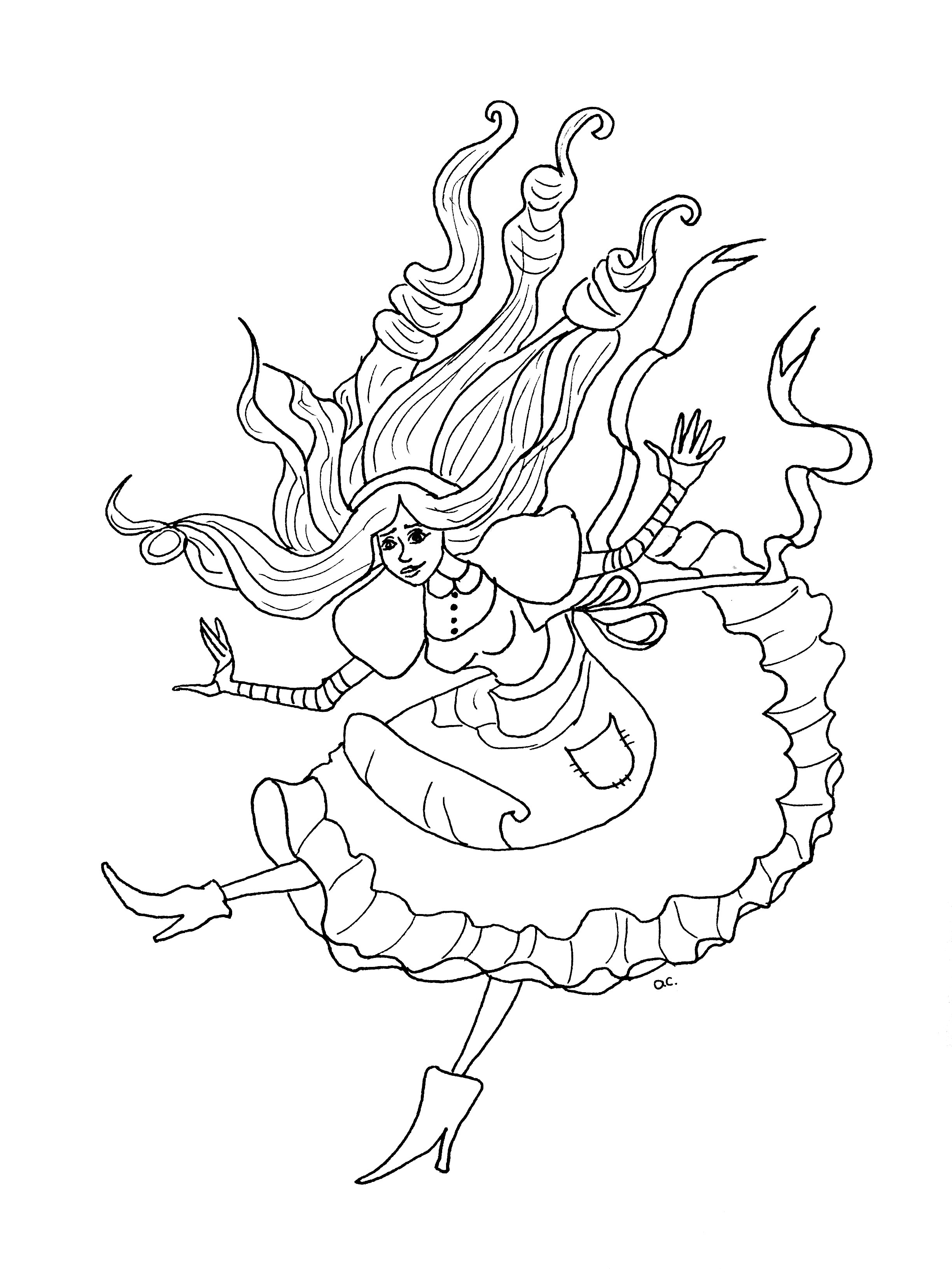 Exclusive Coloring page inspired by Alice in Wonderland, Artist : Olivier