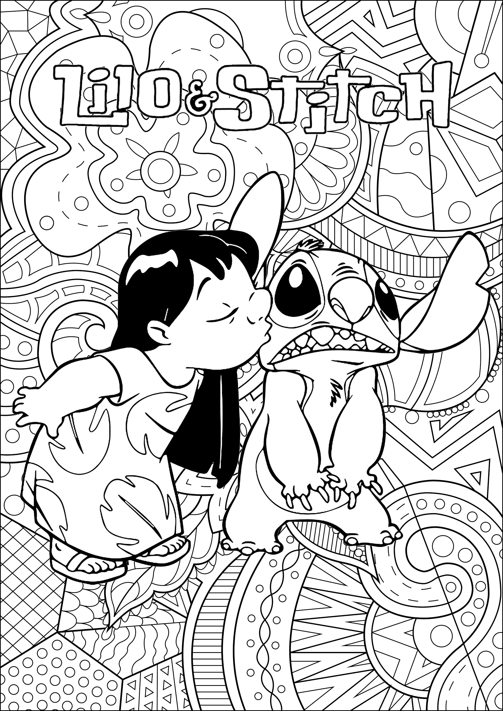 Lilo and Stitch (Disney) coloring pages with complex background ...