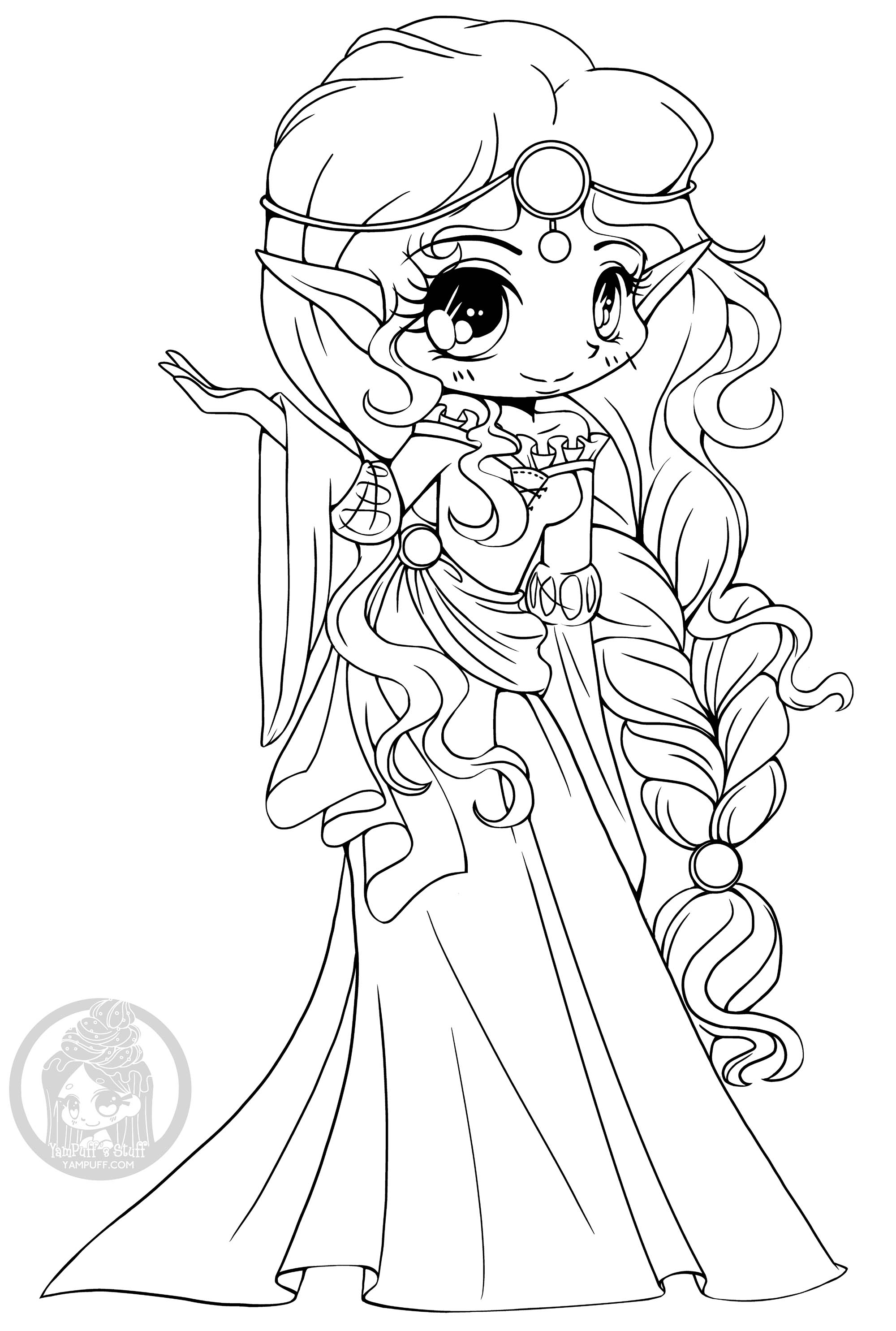 This elf princess will shows you her kingdom if you color her !, Artist : Yampuff