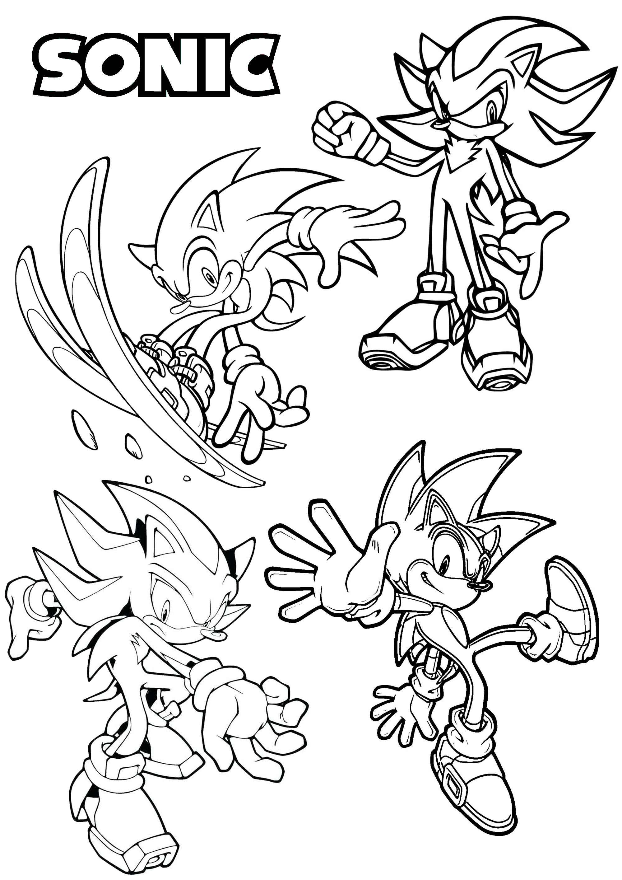 Four different versions of one of the most famous video games characters, created in the 90's : Sonic the Hedgehog
