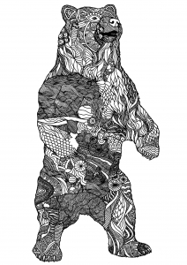 Coloring big bear zentangle patterns 1