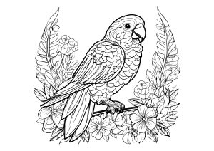 Printable Bird Coloring Page for adult : Perroquet Quaker