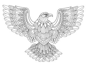 Printable Bird Coloring Page for adult : Flying eagle