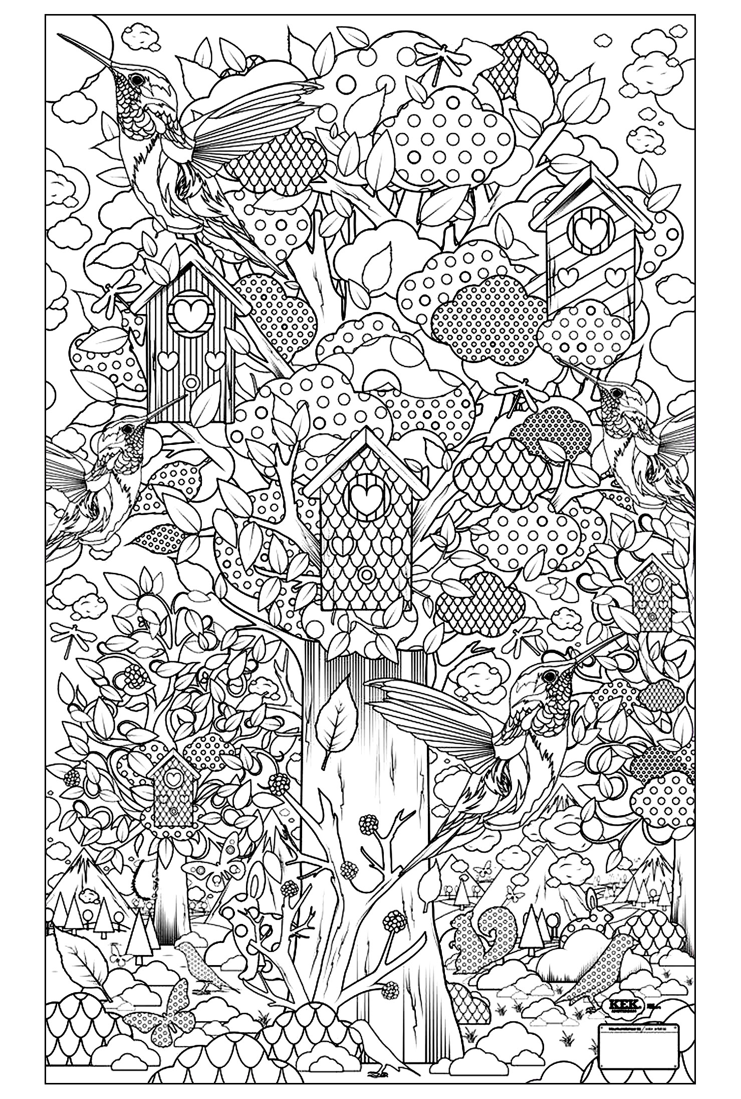 Download Birds guarden - Birds Adult Coloring Pages