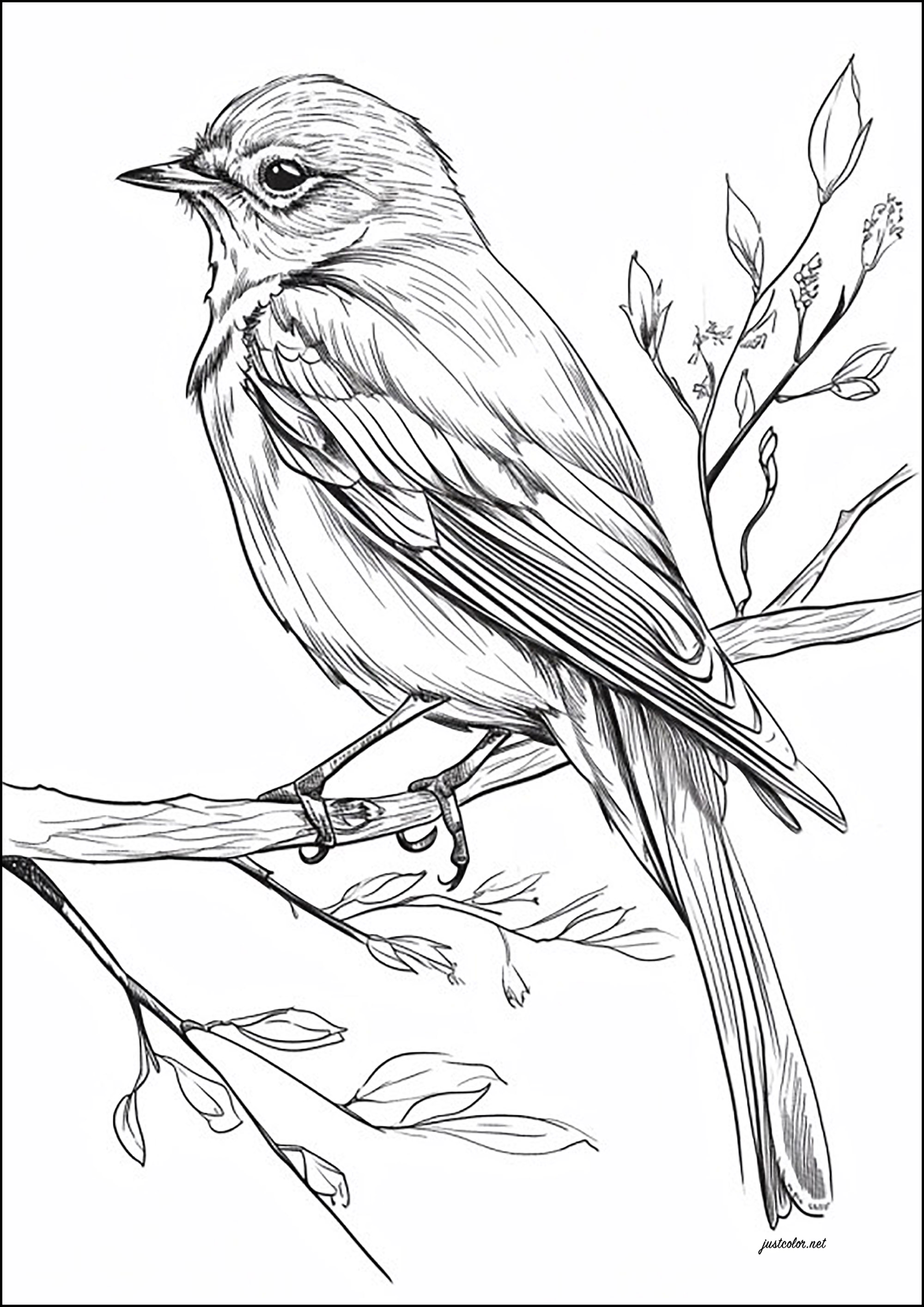 Premium Vector | Watercolor realistic bird on a branch background super  cute animal