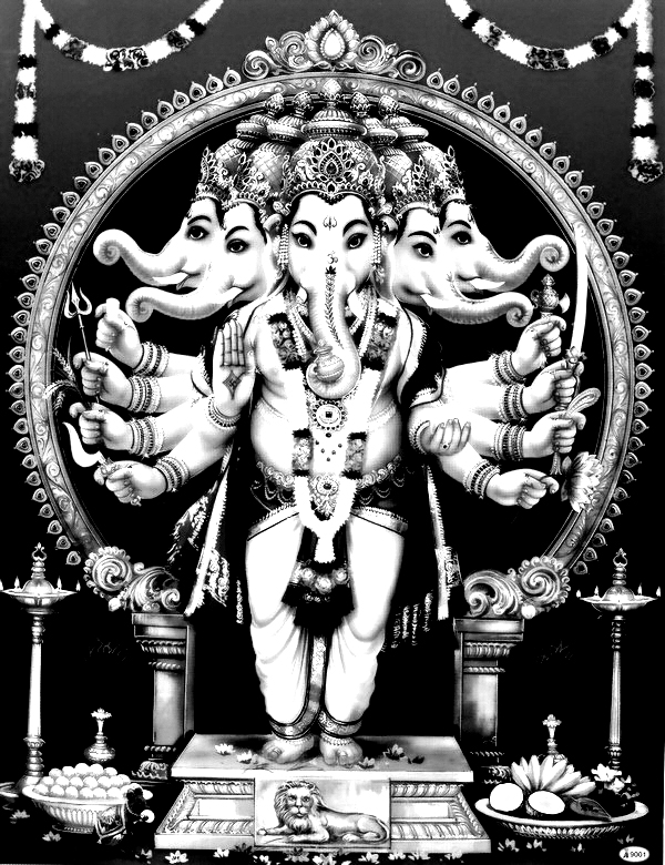 An other coloring sheet of Ganesha, the god with the elephant head