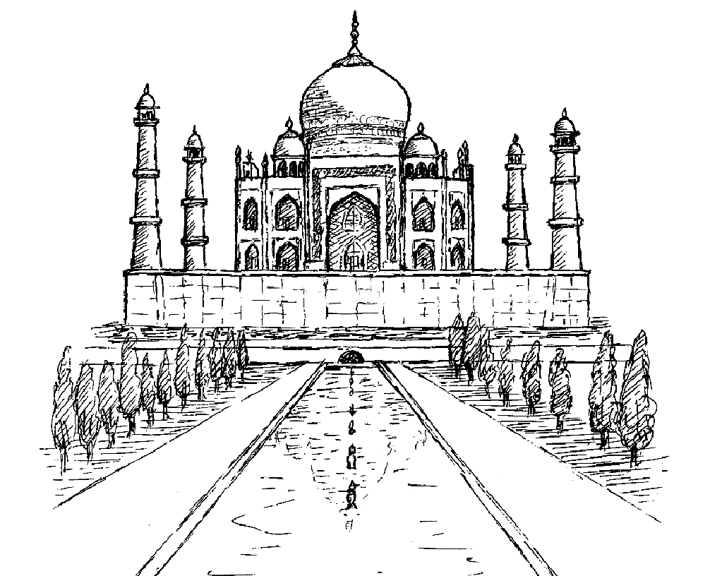 Taj mahal india - India Adult Coloring Pages