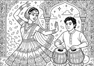 Elegant Indian dancing under the stars