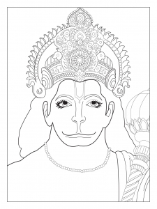 Coloring page adult Hanuman chest the Divine Monkey