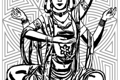Coloring page india shiva thick lines with background