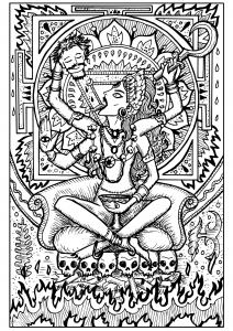 Coloring page kali indian goddess