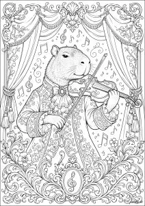 Capybara playing the violin on stage