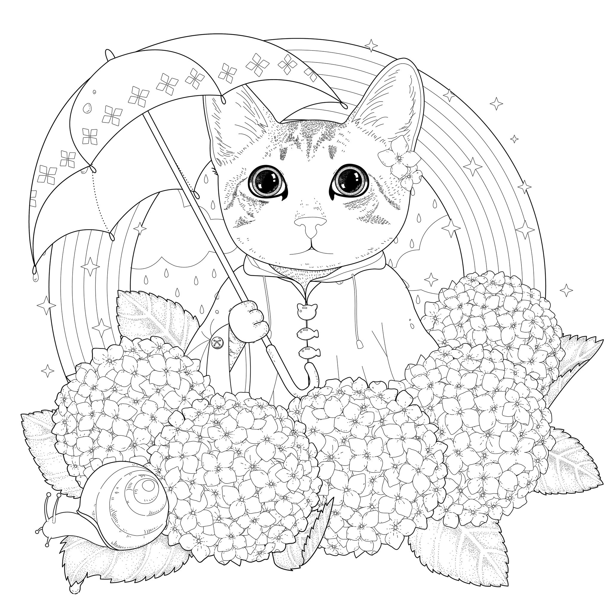 Adorable kitty coloring page in exquisite style, Artist : Kchung   Source : 123rf